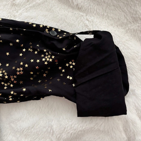 Solitaire Star Print Tunic/Mini Dress Size XL NEW Black Gold Metallic Button Up - Picture 6 of 12